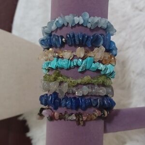 Colleen Lopez 8 Piece Gemstone Chip Stretch Bracelet Set NIB